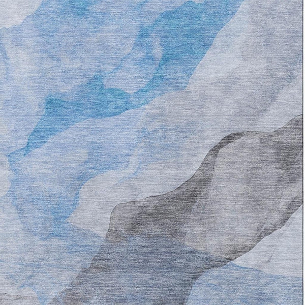 HomeRoots 5' X 8' Sky Blue & Gray Abstract Area Rug – Washable, UV Protected, Stain Resistant, Durable Design! 718183