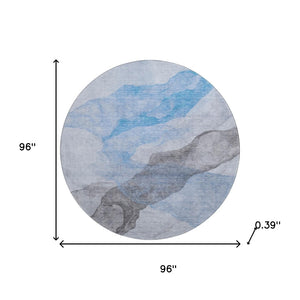 HomeRoots 8' X 10' Sky Blue & Gray Abstract Area Rug - UV Protected, Washable, Durable for High-Traffic Spaces 718185