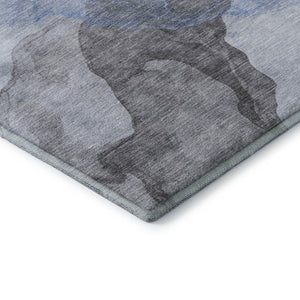 HomeRoots 9' X 12' Sky Blue & Gray Abstract Washable Area Rug with UV Protection for Modern Homes & Decor 718186