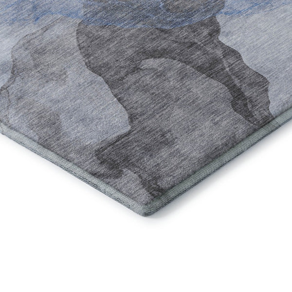 HomeRoots 9' X 12' Sky Blue & Gray Abstract Washable Area Rug with UV Protection for Modern Homes & Decor 718186
