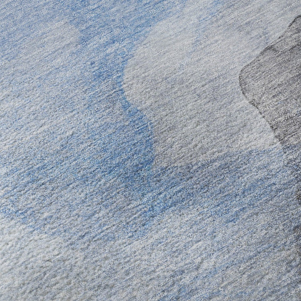 HomeRoots 9' X 12' Sky Blue & Gray Abstract Washable Area Rug with UV Protection for Modern Homes & Decor 718186