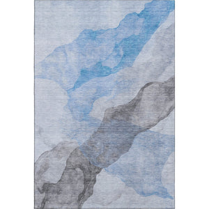 HomeRoots 10' X 14' Sky Blue & Gray Abstract Washable Area Rug - UV Protected, Durable & Stylish Design 718187