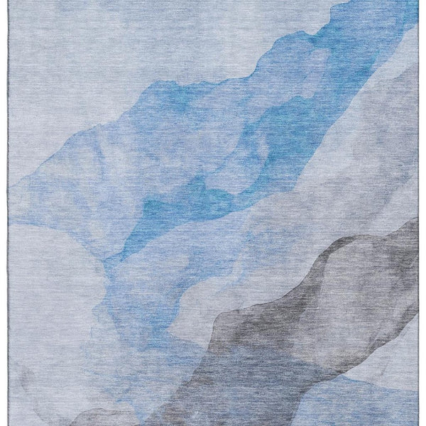 HomeRoots 10' X 14' Sky Blue & Gray Abstract Washable Area Rug - UV Protected, Durable & Stylish Design 718187