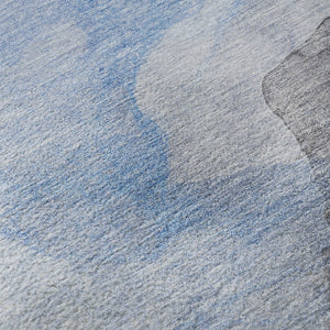 HomeRoots 10' X 14' Sky Blue & Gray Abstract Washable Area Rug - UV Protected, Durable & Stylish Design 718187