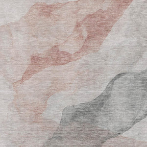 HomeRoots 5' X 8' Salmon and Gray Abstract Area Rug - Washable, Stain Resistant, UV Protected, Non-Slip Backing 718189