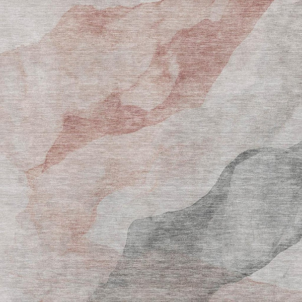 HomeRoots 5' X 8' Salmon and Gray Abstract Area Rug - Washable, Stain Resistant, UV Protected, Non-Slip Backing 718189