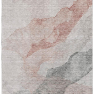HomeRoots 5' X 8' Salmon and Gray Abstract Area Rug - Washable, Stain Resistant, UV Protected, Non-Slip Backing 718189