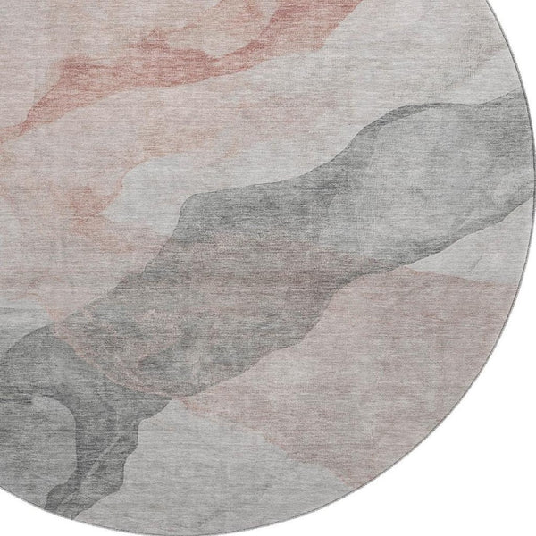 HomeRoots 8' X 10' Washable Salmon & Gray Abstract Area Rug - Stain Resistant, UV Protected, Non-Slip Design 718191