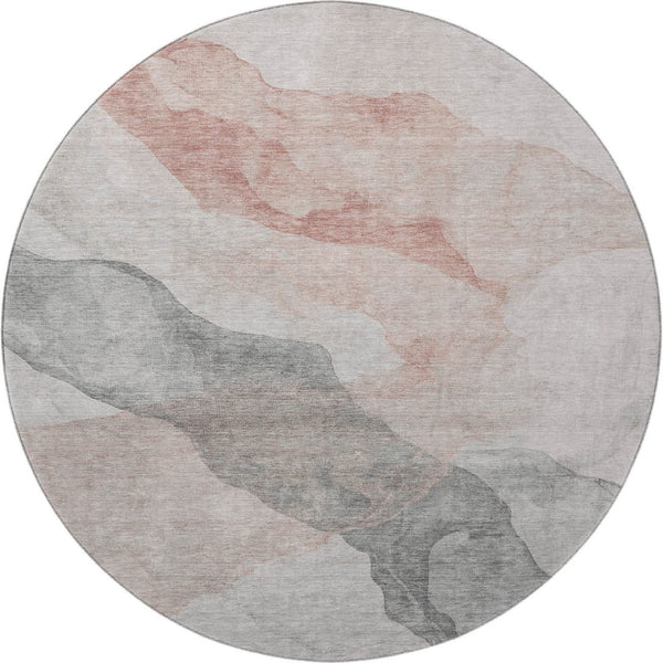 HomeRoots 8' X 10' Washable Salmon & Gray Abstract Area Rug - Stain Resistant, UV Protected, Non-Slip Design 718191