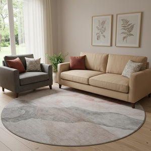 HomeRoots 8' X 10' Washable Salmon & Gray Abstract Area Rug - Stain Resistant, UV Protected, Non-Slip Design 718191