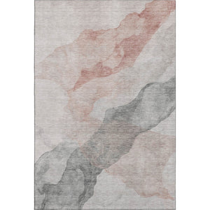 HomeRoots 9' X 12' Salmon and Gray Abstract Washable Area Rug with UV Protection for Modern Living Spaces 718192