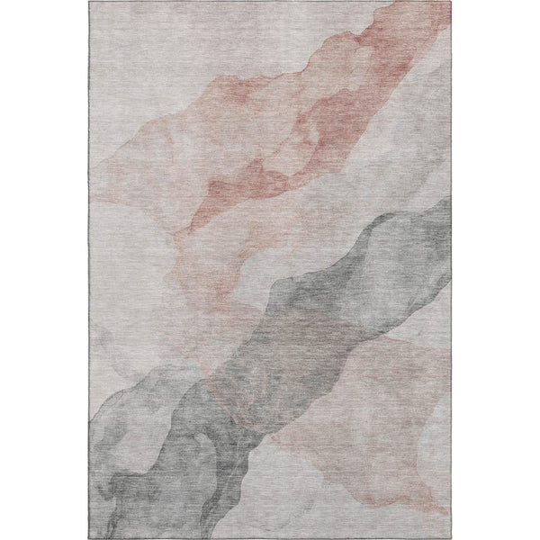 HomeRoots 9' X 12' Salmon and Gray Abstract Washable Area Rug with UV Protection for Modern Living Spaces 718192