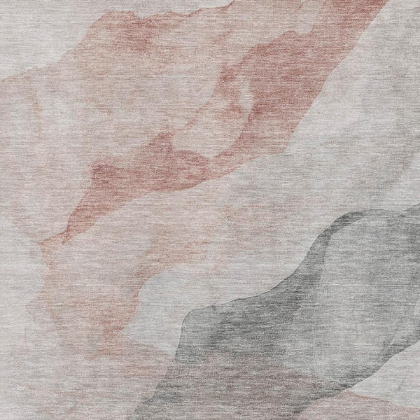 HomeRoots 9' X 12' Salmon and Gray Abstract Washable Area Rug with UV Protection for Modern Living Spaces 718192