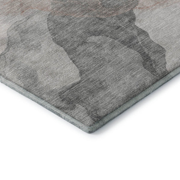 HomeRoots 9' X 12' Salmon and Gray Abstract Washable Area Rug with UV Protection for Modern Living Spaces 718192
