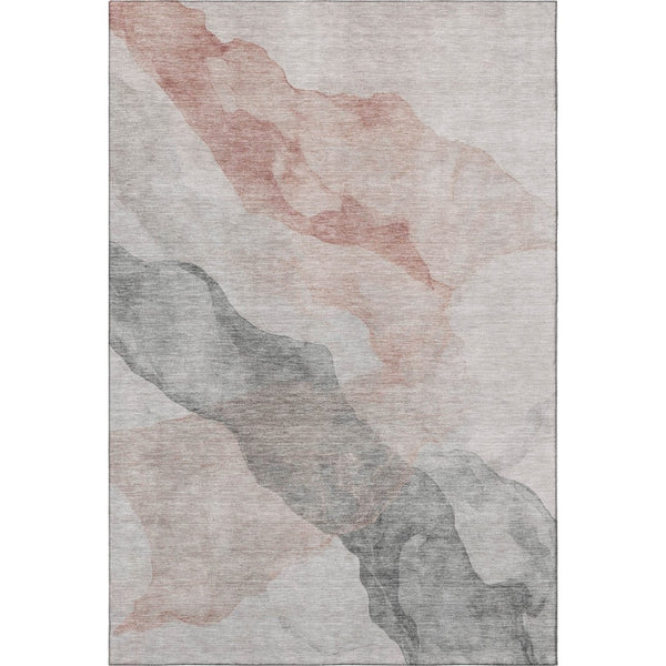 HomeRoots 9' X 12' Salmon and Gray Abstract Washable Area Rug with UV Protection for Modern Living Spaces 718192