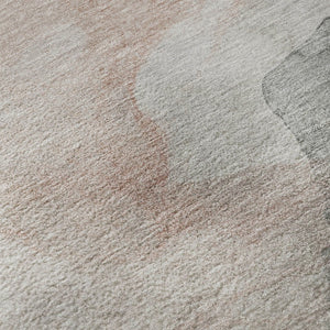 HomeRoots 9' X 12' Salmon and Gray Abstract Washable Area Rug with UV Protection for Modern Living Spaces 718192