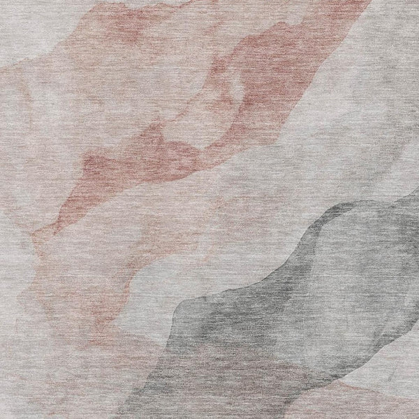HomeRoots 10' X 14' Salmon & Gray Abstract Area Rug - Washable, UV-Protected, Durable Design for High-Traffic Areas 718193
