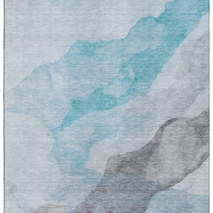 HomeRoots 5' X 8' Teal and Gray Abstract Area Rug - Washable, UV Protected, Perfect for Kids and Pets! 718195