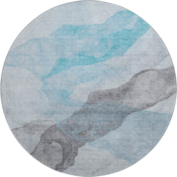 HomeRoots 8' X 10' Teal and Gray Abstract Washable Area Rug – UV Protected, Durable Style for Any Space 718197