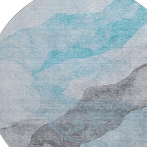 HomeRoots 8' X 10' Teal and Gray Abstract Washable Area Rug – UV Protected, Durable Style for Any Space 718197