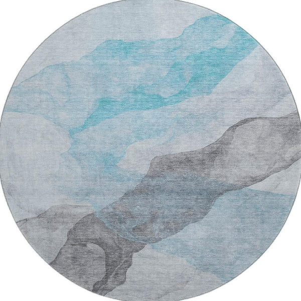 HomeRoots 8' X 10' Teal and Gray Abstract Washable Area Rug – UV Protected, Durable Style for Any Space 718197