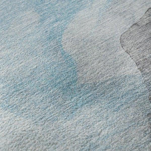 HomeRoots 8' X 10' Teal and Gray Abstract Washable Area Rug – UV Protected, Durable Style for Any Space 718197