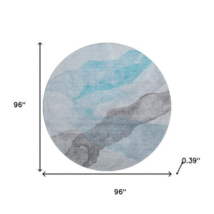 HomeRoots 8' X 10' Teal and Gray Abstract Washable Area Rug – UV Protected, Durable Style for Any Space 718197