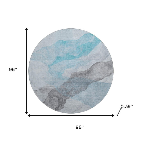 HomeRoots 8' X 10' Teal and Gray Abstract Washable Area Rug – UV Protected, Durable Style for Any Space 718197