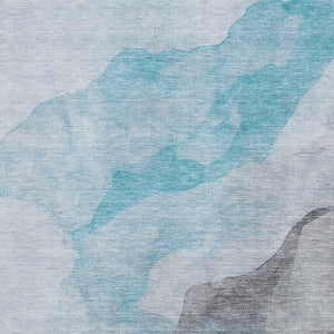 HomeRoots 10' X 14' Teal & Gray Abstract Area Rug – Washable, UV-Protected, Durable Design for Busy Homes 718199