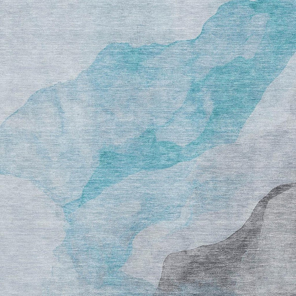 HomeRoots 10' X 14' Teal & Gray Abstract Area Rug – Washable, UV-Protected, Durable Design for Busy Homes 718199