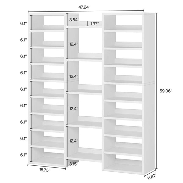English Elm Storage Organizer Freestanding Shoe Rack 23 Shelf White Mdf Entryway Display Unit T3971P453348