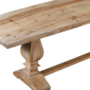 72 Inch Solid Wood Farmhouse Dining Bench with Distressed Finish for Rustic Spaces