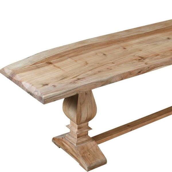 72 Inch Solid Wood Farmhouse Dining Bench with Distressed Finish for Rustic Spaces