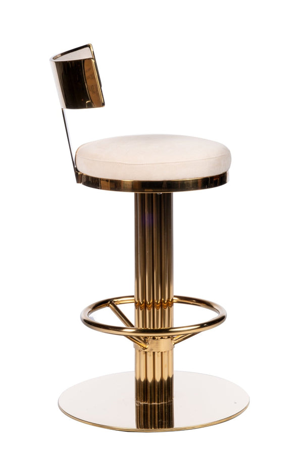 HomeRoots 26" Modern White Linen Swivel Bar Chair with Black Steel Base - Stylish & Comfortable Seating Solution 718209