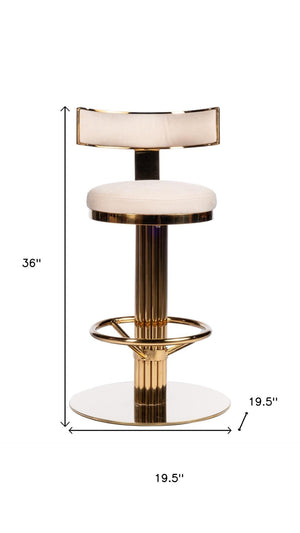HomeRoots 26" Modern White Linen Swivel Bar Chair with Black Steel Base - Stylish & Comfortable Seating Solution 718209