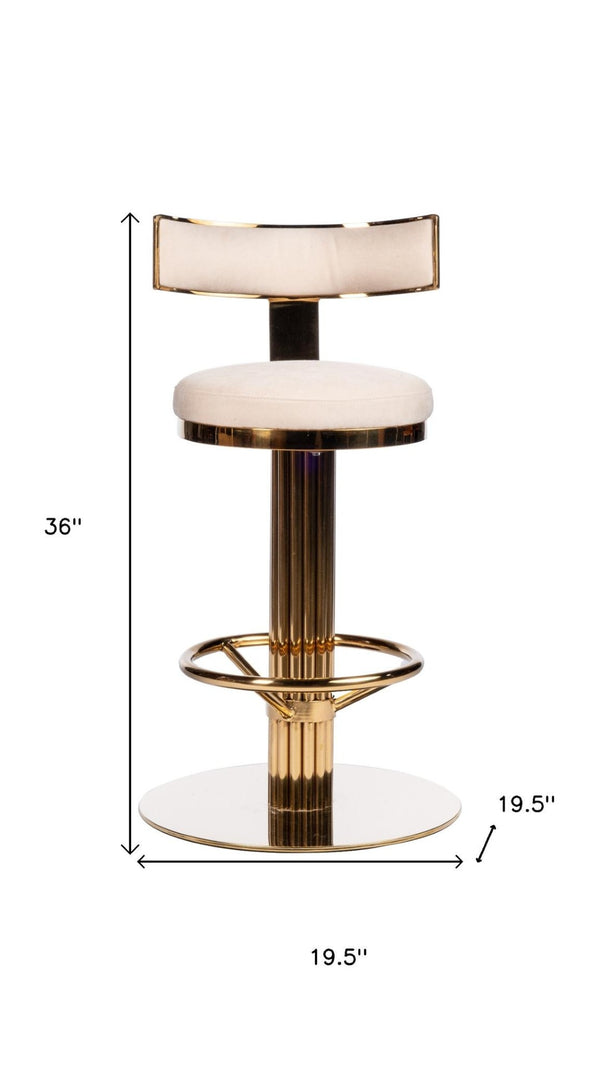 HomeRoots 26" Modern White Linen Swivel Bar Chair with Black Steel Base - Stylish & Comfortable Seating Solution 718209