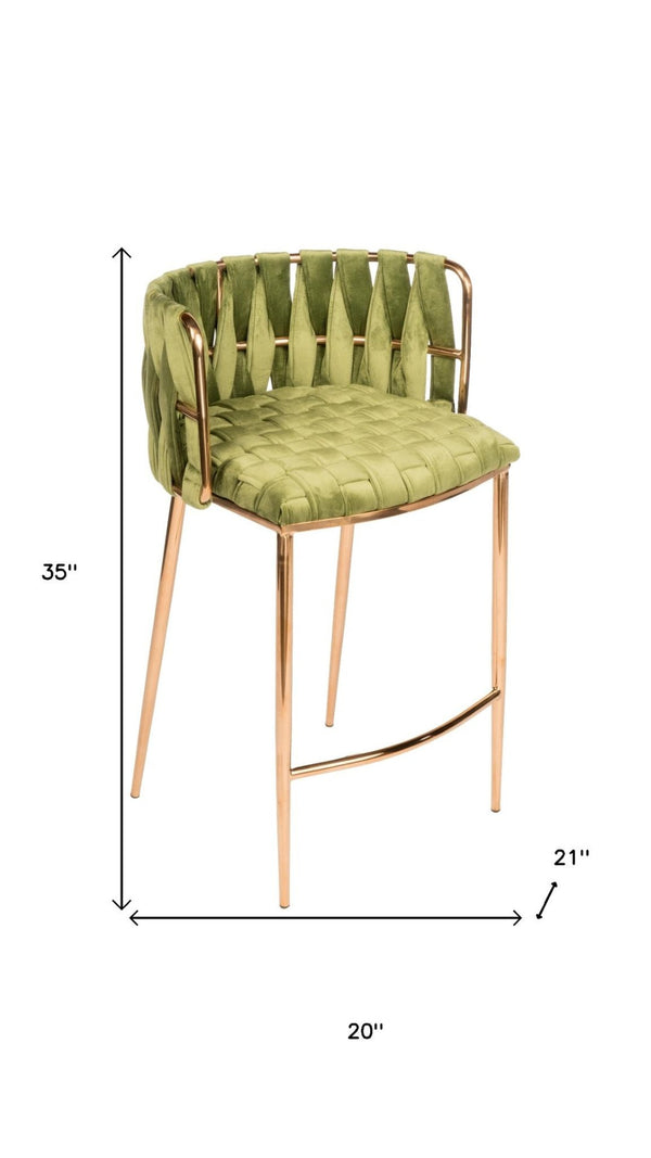 HomeRoots 27" Gray Velvet Counter Height Bar Chair with Gold Steel Frame – Modern Chic for Dining Spaces 718211