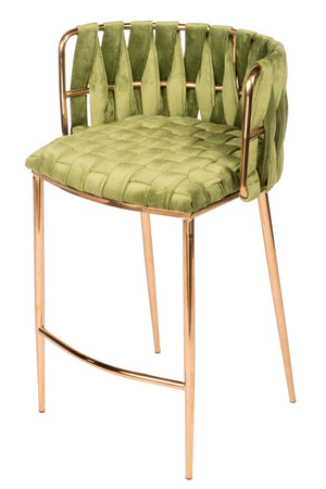 HomeRoots 27" Gray Velvet Counter Height Bar Chair with Gold Steel Frame – Modern Chic for Dining Spaces 718211