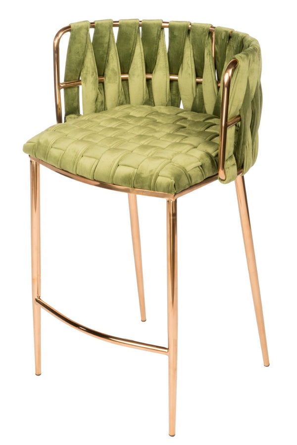 HomeRoots 27" Gray Velvet Counter Height Bar Chair with Gold Steel Frame – Modern Chic for Dining Spaces 718211