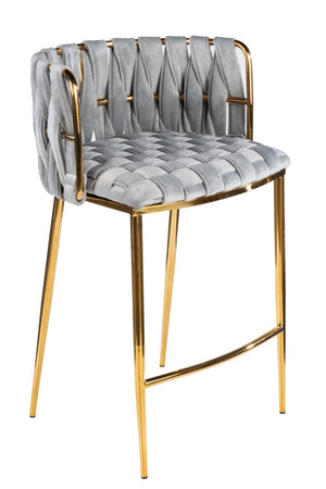HomeRoots 27" Green Velvet Counter Height Bar Chair with Black Metal Base - Modern Elegance for Your Space 718212