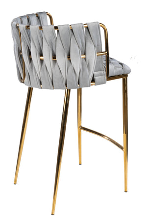 HomeRoots 27" Green Velvet Counter Height Bar Chair with Black Metal Base - Modern Elegance for Your Space 718212