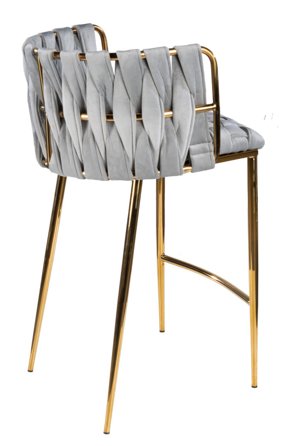 HomeRoots 27" Green Velvet Counter Height Bar Chair with Black Metal Base - Modern Elegance for Your Space 718212