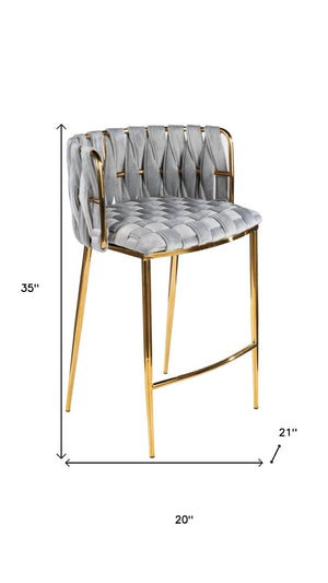 HomeRoots 27" Green Velvet Counter Height Bar Chair with Black Metal Base - Modern Elegance for Your Space 718212