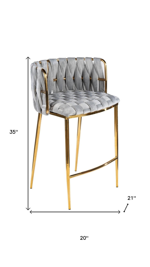 HomeRoots 27" Green Velvet Counter Height Bar Chair with Black Metal Base - Modern Elegance for Your Space 718212