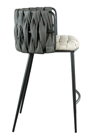 HomeRoots 27" Modern Gray and Black Velvet Counter Height Bar Chair with Steel Frame for Stylish Comfort 718214