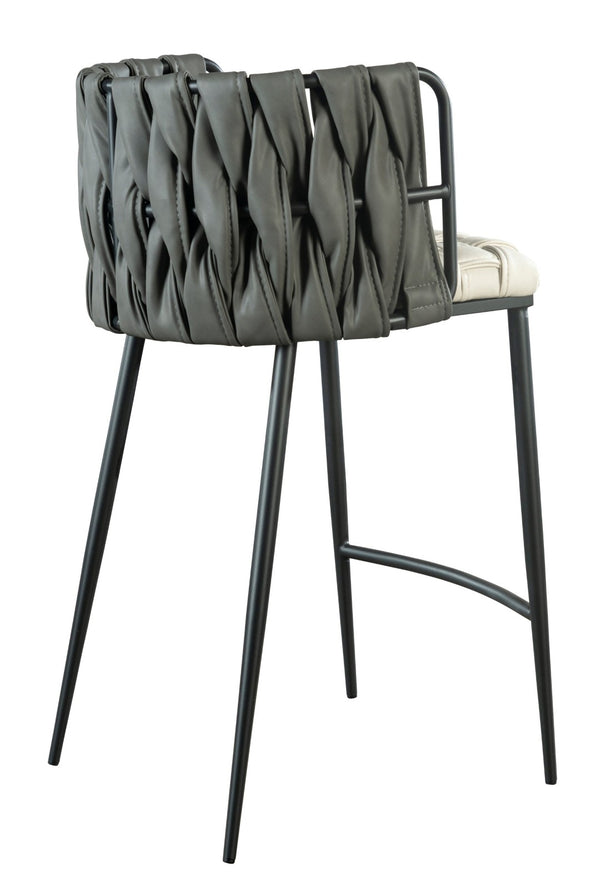 HomeRoots 27" Modern Gray and Black Velvet Counter Height Bar Chair with Steel Frame for Stylish Comfort 718214