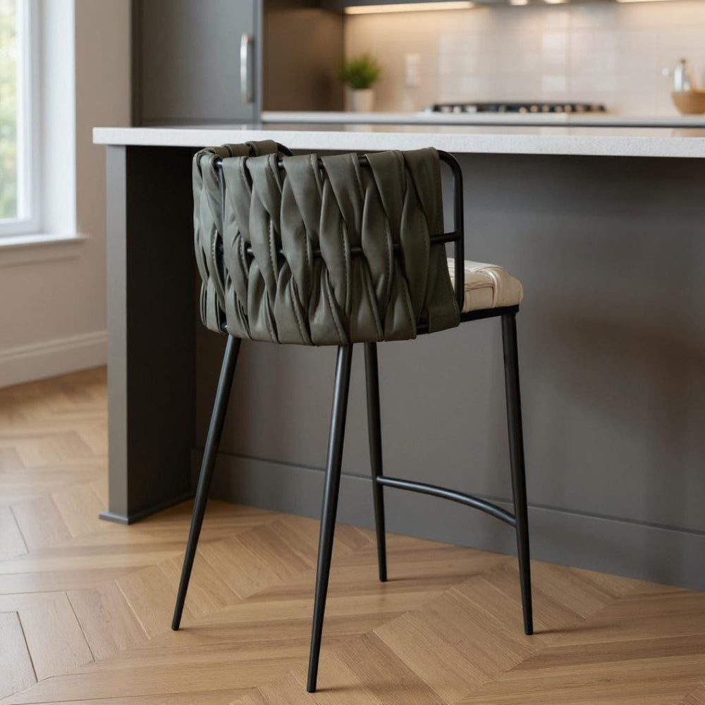 HomeRoots 27" Modern Gray and Black Velvet Counter Height Bar Chair with Steel Frame for Stylish Comfort 718214
