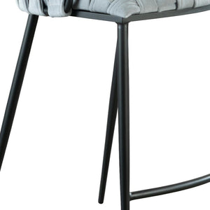 HomeRoots 27" Stylish Gray Fabric and Faux Leather Low Back Bar Chair with Metal Frame for Modern Spaces 718215