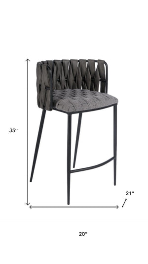 HomeRoots 27" Stylish Gray and Off-White Faux Leather Bar Chair with Metal Base for Modern Kitchen Spaces 718216