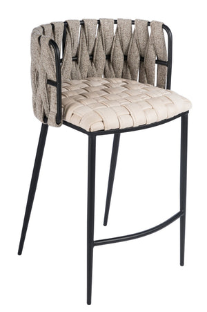 HomeRoots 27" Elegant Beige Faux Leather Low Back Bar Chair with Gold Steel Base - Modern Comfort & Style 718217